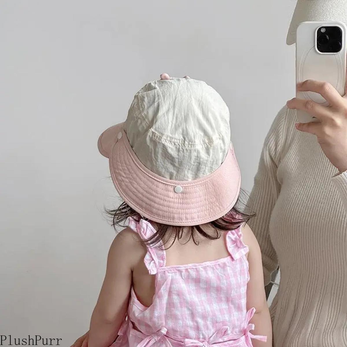 Baby Bucket Hat for Toddler Boys & Girls, Cartoon Wide Brim Sun Hat, Lightweight Quick-Dry Breathable Summer Cap with Adjustable Strap, Soft Sun Protection for Beach, Travel, Park & Outdoor Play