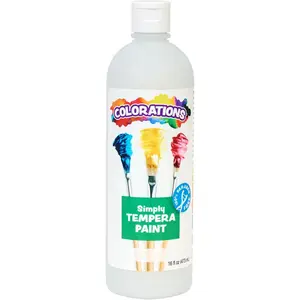 Colorations Paraben-Free Tempera Paint for Kids - White, 16 Ounce Bottle, Non-Toxic and Made in The USA