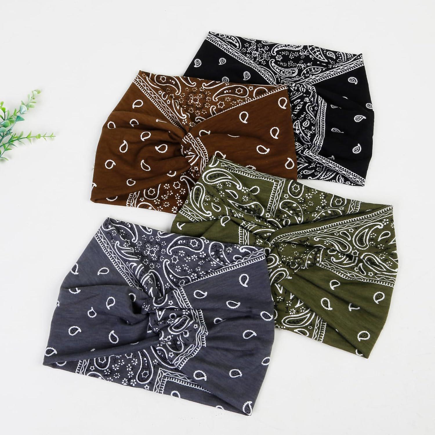 6 pack Wide Headbands for Women, 7'' Boho Turban Headband Large Hairband Twisted Hair Accessories