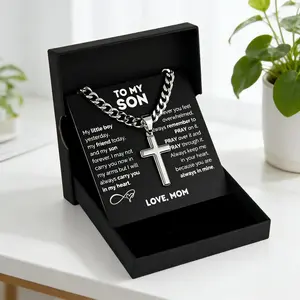 Easter Cross Pendant Necklace for the Back-to-School Season in September—suitable for both men and women. Crafted from stainless steel with gold and silver accents, this hip-hop-inspired fashion piece is a trendy accessory, perfect as a Valentine’s Day gi