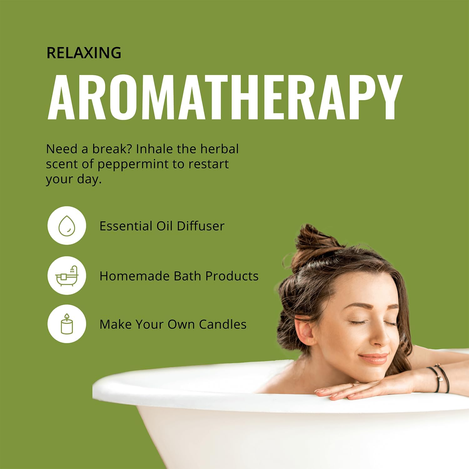 Peppermint Essential Oil - 16 oz, 2 Pack, Bulk for Diffusers, Candles, Cleaning & DIY Sprays