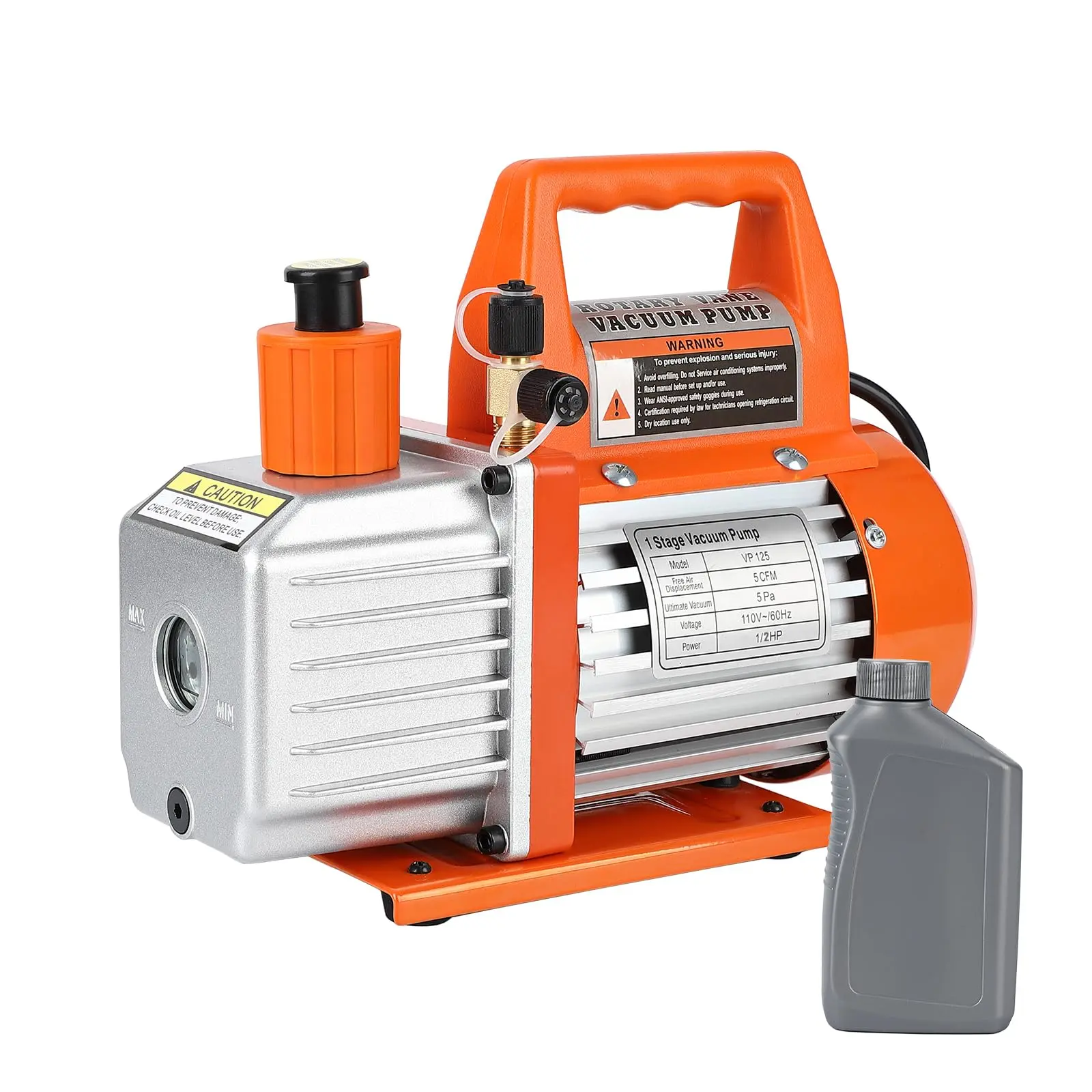 GARVEEVersatile GARVEE Rotary Vane Vacuum Pumps: Choose from 3.5CFM to 5CFM, 1/4HP to 1/2HP, Ideal for HVAC, Refrigeration Maintenance, Resin Degassing, and Vacuum Packaging with Oil Bottle for R12, R22, R134a, R410a.