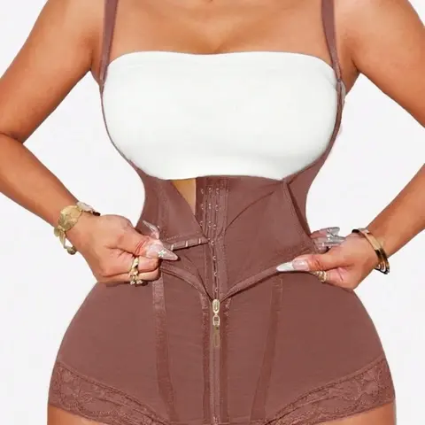 1 Pc Women's Butt-Lifting & Tummy-Control Colombian Faja Shapewear Bodysuit, Adjustable Thin Straps, Open Bust, High Compression, for Office, Gym & Daily Wear, Shaper Bodysuits