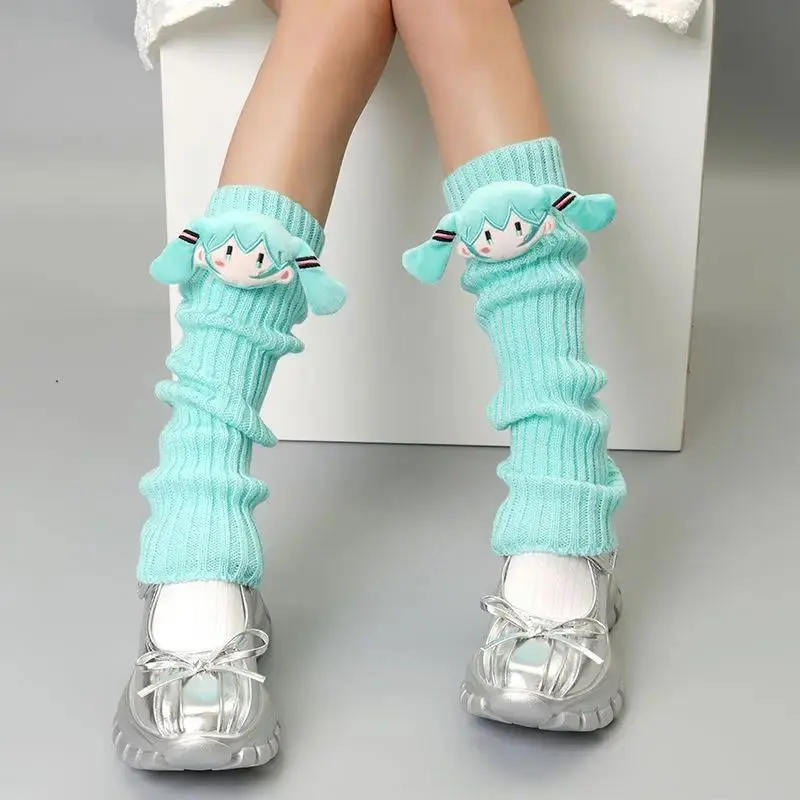 Hatsune Miku Crew Neck Socks Cute Kawaii Vocaloid Anime Printed Cotton Stockings Tube Socks Over the Knee Socks Girls Fan Gift