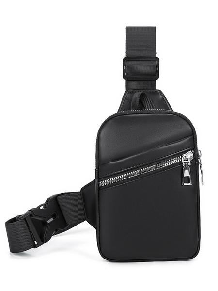 Men's Casual Solid Color Zipper Belt Bag, Fashionable Lightweight Chest Bag for Daily Commuting, Portable Sling Bag for Men, Zipper Fanny Pack