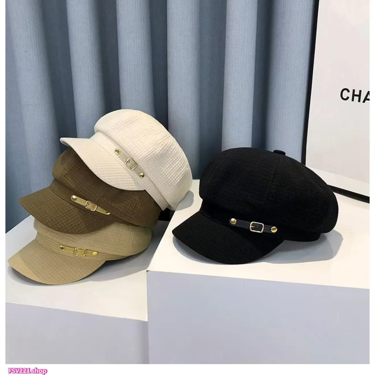 Unisex Retro Octagonal Newsboy Beret Fitted Cap, Warm Stretchy Polyester Solid Color Hat, Vintage Autumn Winter Daily Wear, 54-58cm (21.26-22.83in) Head Circumference (Bag Accessory)