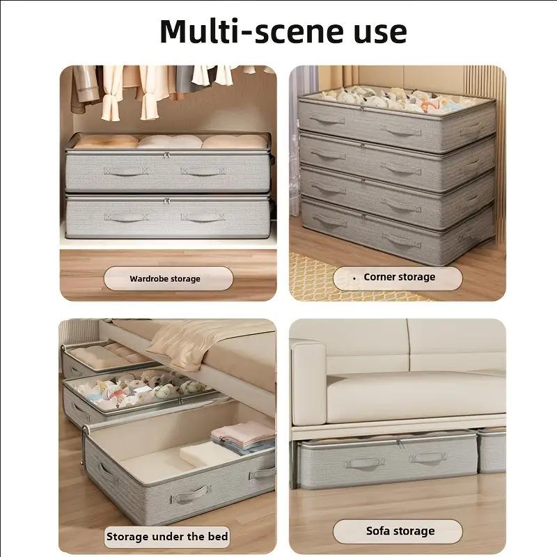 3pcs Under-Bed Storage Cabinet with Foldable Design, Multi-Purpose Organizer for Blankets, Dresses, Quilts, Pillows & Clothes – Space-Saving Solution for Labor Day, Under-Bed Storage Divided Compartments bedroom storage