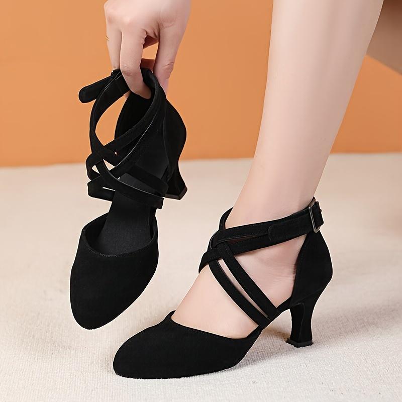 [Elegant Black Dance Shoes] Lightweight Elegant Black Indoor Dance Shoes - Comfortable Fabric Lining, Genuine Sole, Chic Crisscross Ankle Straps - Ideal for Ballroom & Latin Dancing for Women Blueberry Basketweave Women's Flats Silver Mix Knot Point Flats