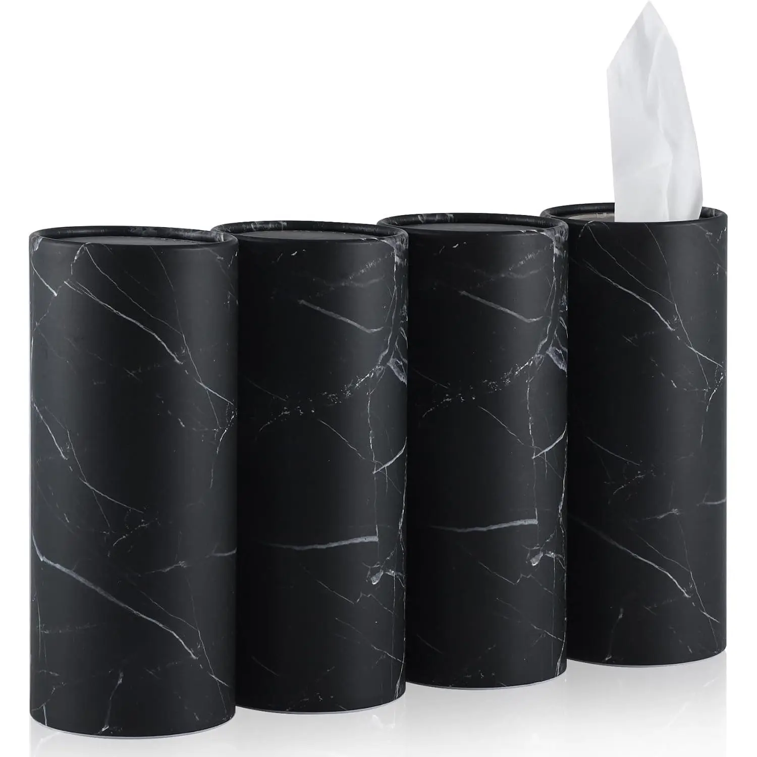 Tissue Holder, 4 Pack  Cup Holder Facial Tissues with Travel Tissue Bag, Quick and Convenient Flower Combination  Tissue Box(4 Canisters/200 Tissues) Black