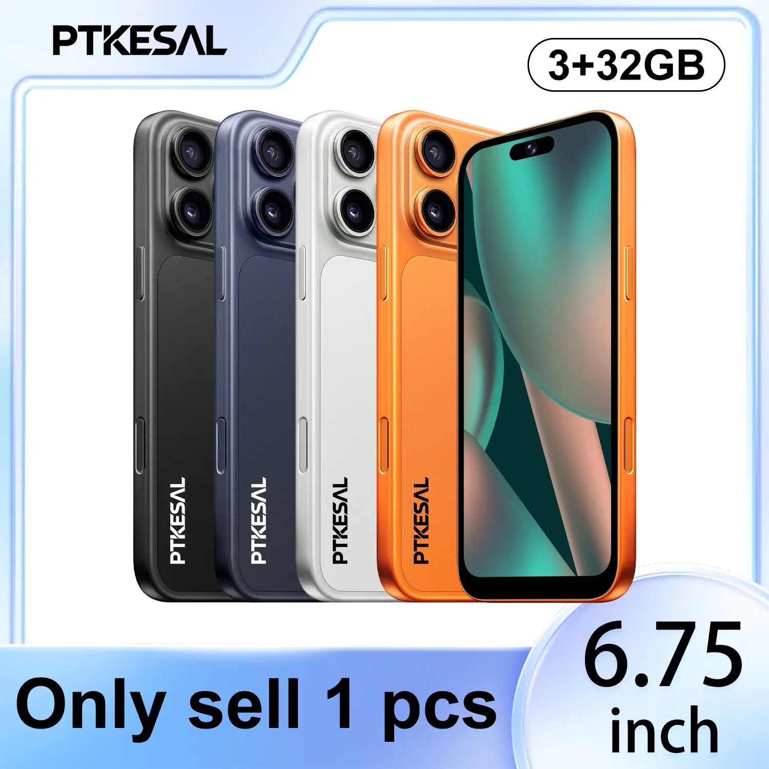 PTKESAL-Hot Sale 17 Pro Max 4G Smartphone, 6.75" Full Screen, MTK6762, 3GB+32GB Storage, Android 12, 4100mAh Long-Life Battery. 5MP+13MP Dual Cameras for shooting daily life videos, Cell Phone
