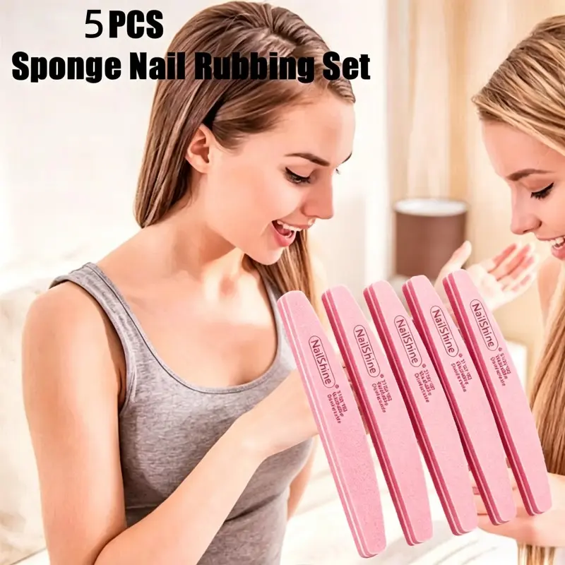 5pcs Professional Nail File Blocks, Colorful Sponge Polisher Strips, Foot and Hand Care Grinding Tools, Manicure Accessories