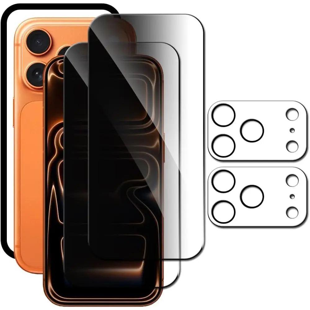 2 Pack  Screen Protector for  17 Pro, 2 Pack Tempered Glass Camera Lens Protector, with Installation Frame
