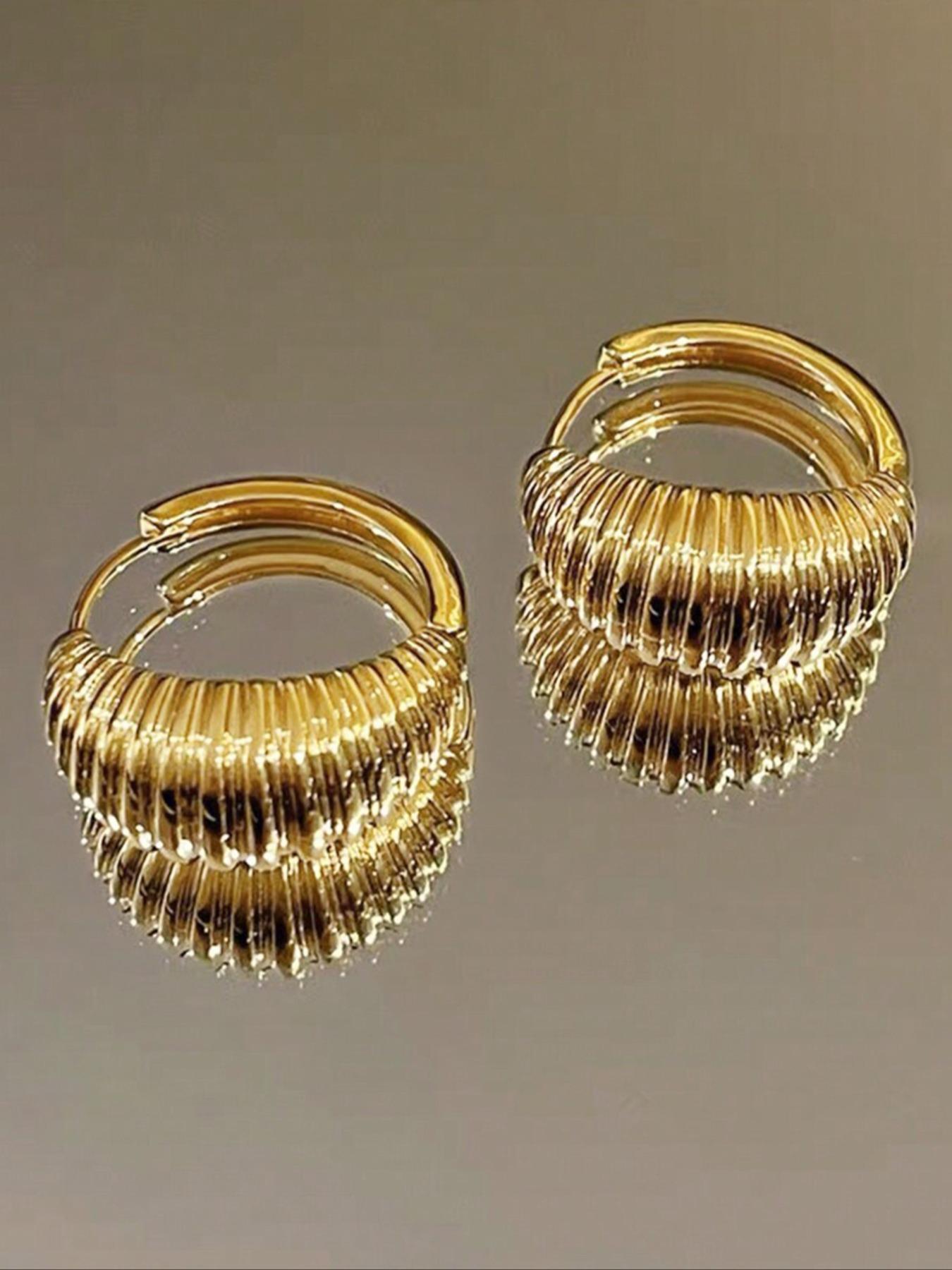 Women's Elegant irregular design Hoop Earrings, Exquisite Trendy Minimalist Hoop Earrings, Chic All-match Vintage Jewelry As Birthday Gift for Girlfriend, Hoop Earring Sets