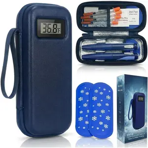 Insulin Cooler Travel Case with Temperature Display| TSA Approved Diabetic Medication Cooling Bag with 2 Ice Packs organizer