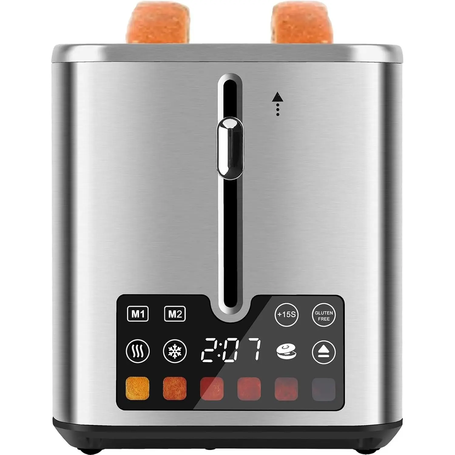 Touch Screen Toaster 2 Slice, Bagel Toaster with LCD Display, Stainless Steel Smart Digital Toasters with +15s Boost,Dual Memory Functions,Toasters with 6 Shade Settings & Extra-Wide Slots,900W