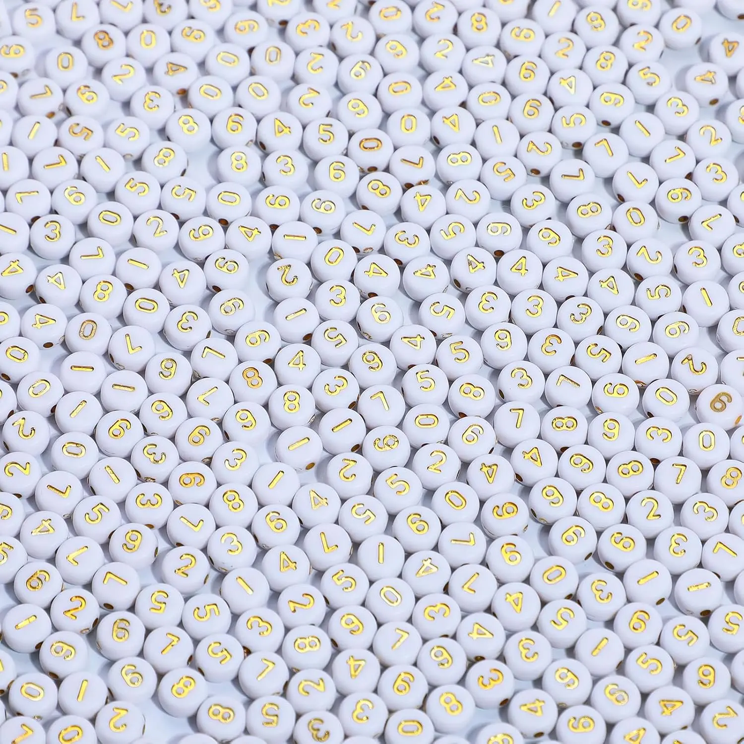 600 count Number Beads  Number White Round Beads 4x7mm for Friendship Bracelet Making  Making Kit