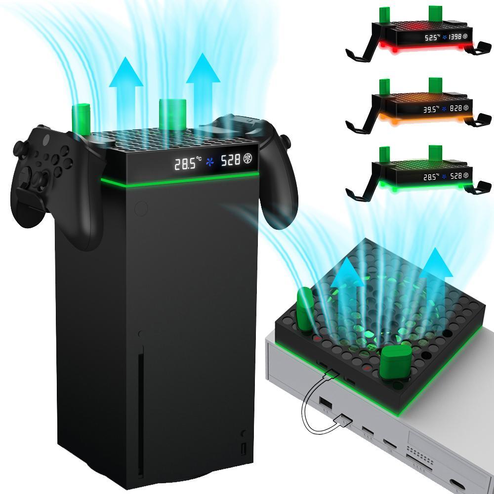 DOBE FOMIS ELECTRONICS Cooling Fan for Xbox Series X/S Console & Controller, Charging Station with 2 x 2640mWh Rechargeable Battery, 3 Gear Speed Fan, Low Noise Cooling