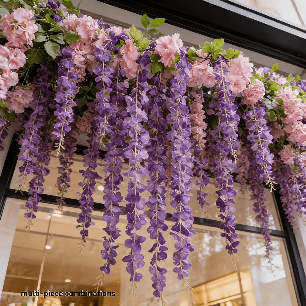 [Plastic Wisteria Garland] 37pcs Premium Wisteria Vine | Durable, Elegant Garden Decor | Realistic Artificial Hanging Vine, Dense Double-Petaled Flowers | Suitable for Home, Garden, Studio, Photo Booth, Carnival