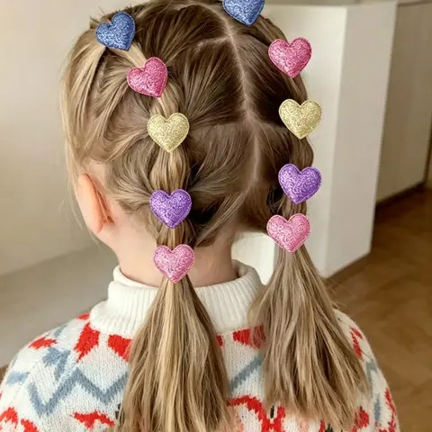 14pcs Cute Girly Sparkle Heart Star Crown Hair Ties for Little Girls, Rubber Bands for Styling, Kids' Hair Accessories, Hair Accessories Set, Elastic Hair Accessory, Hairstyle Accessory, Hair Decor