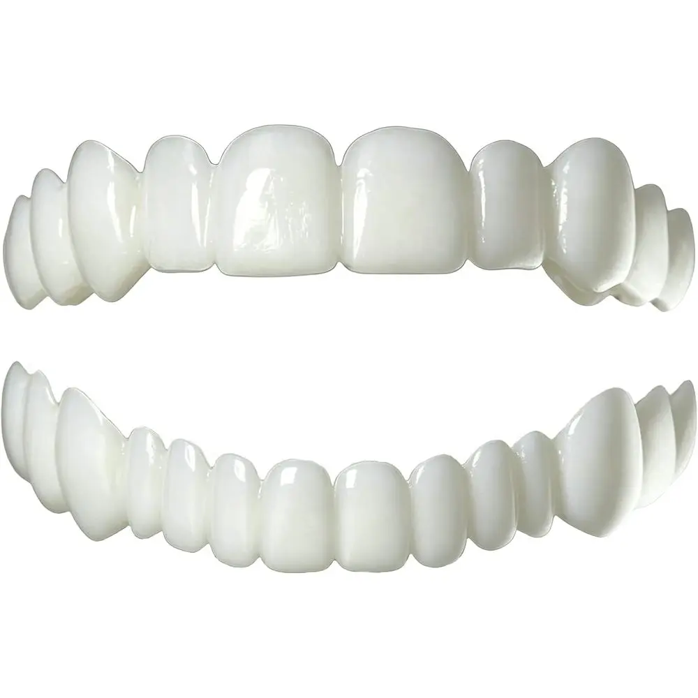 2 Pairs Ergonomic Arc Smile Fit, Contour‑Molded Upper & Lower Cosmetic Set, Soft Comfort Temporary Wear for Daily Social Occasions Teeth whitening Kits(White)
