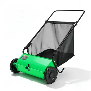 26-Inch Heavy Duty Push Lawn Sweeper – Walk-Behind Leaf & Grass Collector – 4 High-Speed Spinning Brushes – 7 Cu.ft Large Push mower – Adjustable Height