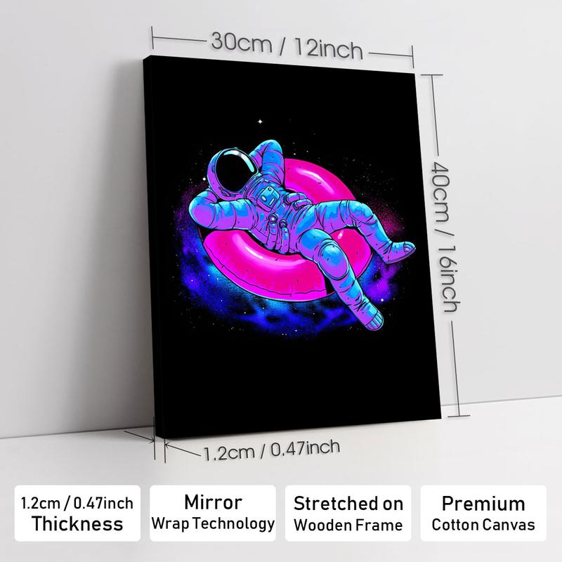 Astronaut Pattern Canvas Painting with Frame, Modern Wall Art Poster, Wall Decor for Home Living Room Bedroom Office