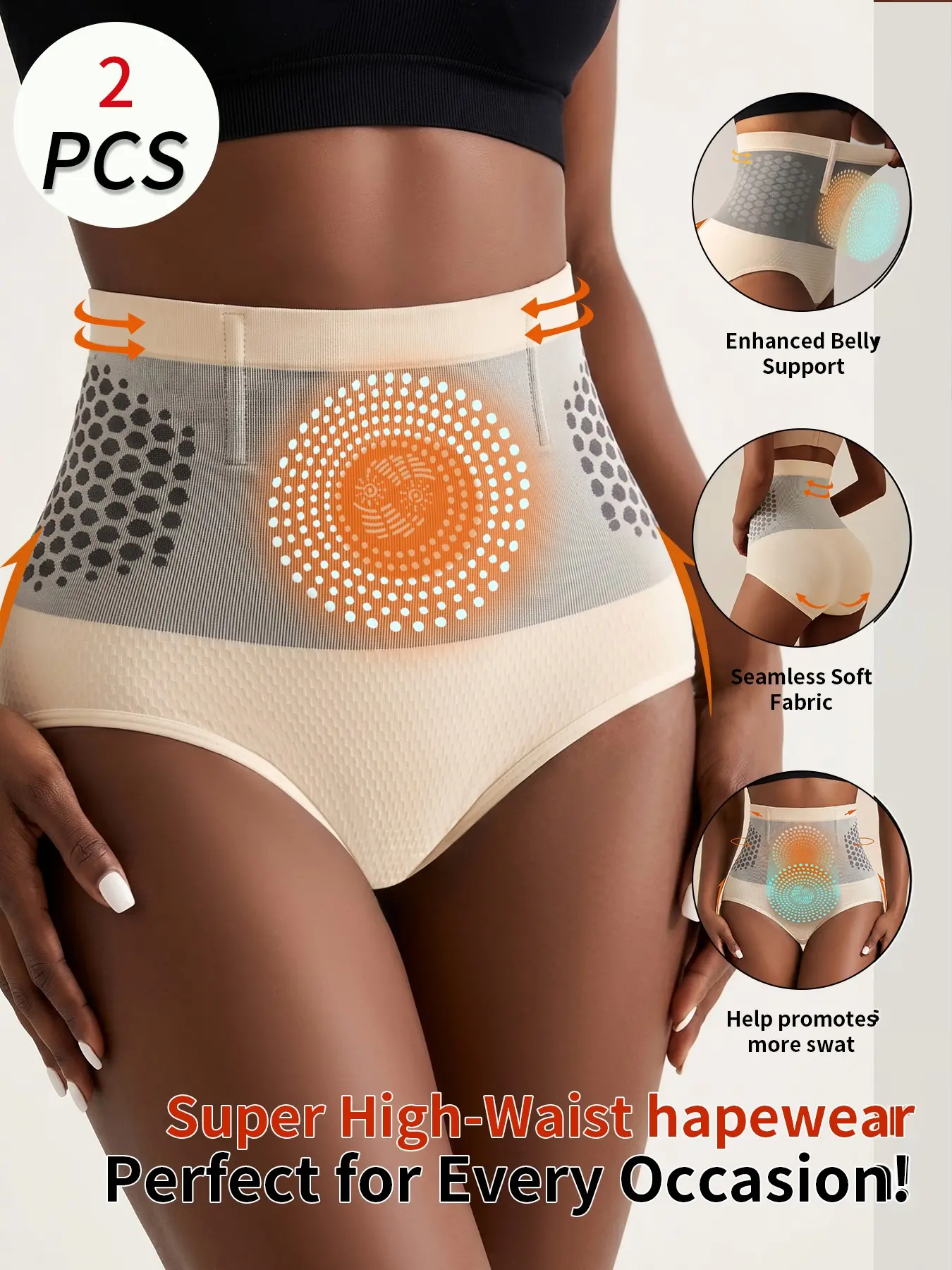 2-Pack Butt Lifting Waist Cincher, Tummy Control Belt for Posture Improvement, Flat Stomach, Minimalist Style, High Elastic Soft Fabric, Daily Shaping