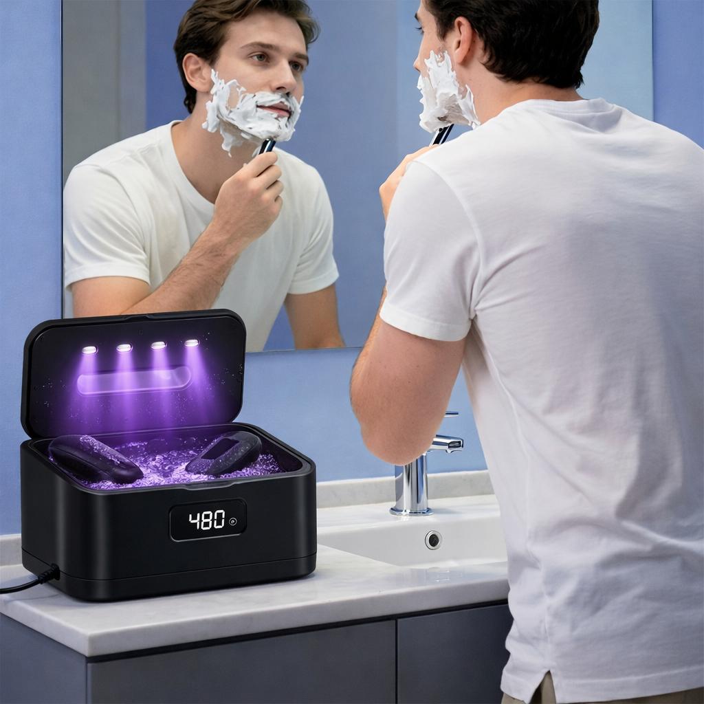 Ultrasonic Jewelry Cleaner with UV Sterilizer, Portable 360° Deep Cleaning Sonic Washer Machine, Plug-In Adapter Powered for Rings, Necklaces, Earrings, Watches, Eyeglasses, Retainers & Dentures