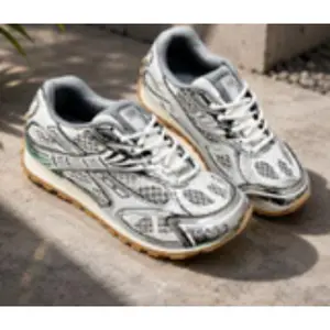 Y2K Silver Grey Reflective Retro Dad Sneakers Breathable Mesh Panel Comfort Cushion Sole Streetwear Casual Trainers