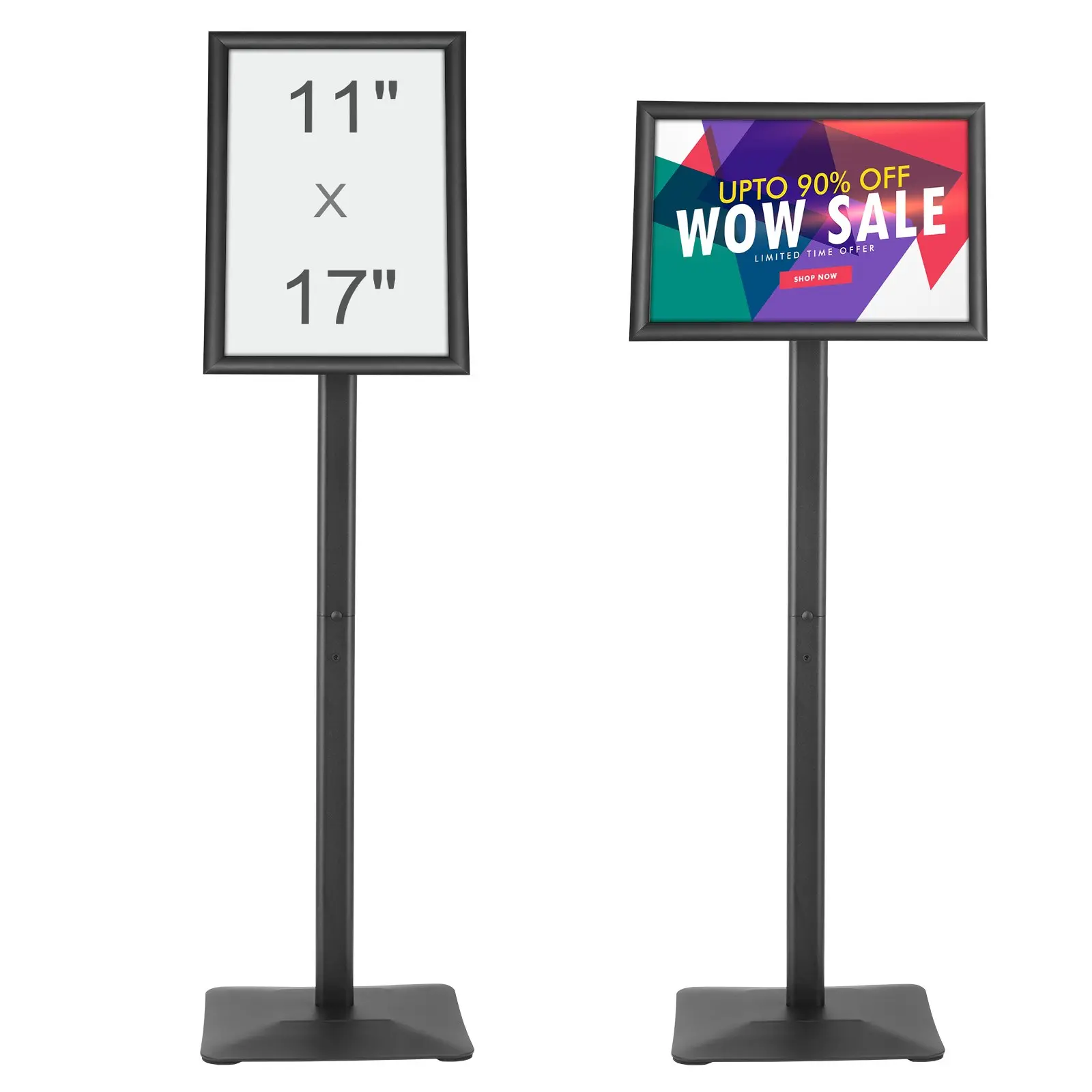 VEVOR 11x17 In Floor Standing Pedestal Sign Holder, Heavy-Duty Waterproof Aluminum Base with Knob-Operated Angle Adjuster, Vertical-Horizontal Adjustable for Display, Advertisement, 11 X 17 Inch