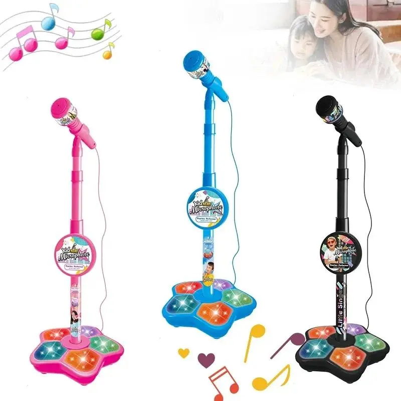 Kids Karaoke Microphone with Adjustable Stand, AA-Battery-Powered Plastic Electronic Music Toy, Enhanced Sound, MP3/Phone Sync, Cool and Interesting Brain-Training Educational Birthday Gift for Kids (Karaoke Setup for More Fun), Better Sound