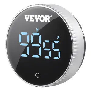 VEVOR Digital Kitchen Timer, Magnetic Countdown Countup Timer with 3 - inch Large LED Display, 3 Volume Levels 2 Lighting Modes, Digital Visual Timer Ideal for Cooking Classroom Studying Fitness