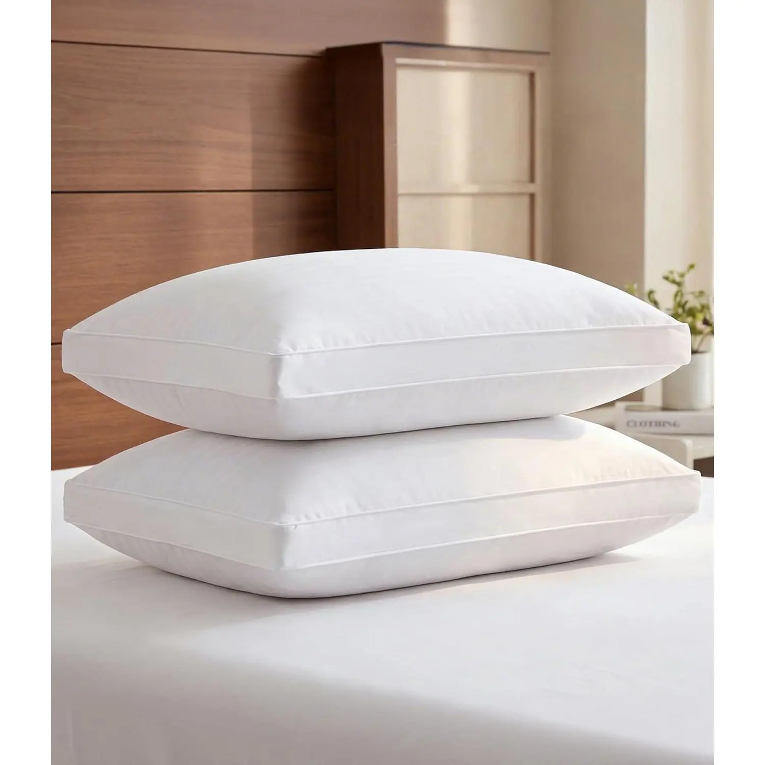Bed Pillows for Sleeping  Size Set of 2 - Super Soft &  w/ Down Alternative Filling - Hotel Luxury Quality, Gusseted Pillow for ,  & Side Sleepers - Comfy & Breathable - White