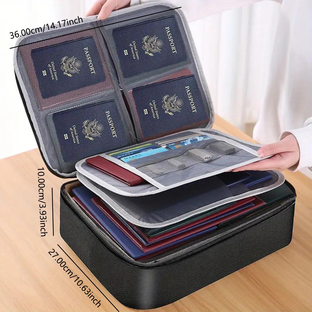 Small Fireproof Storage Organizer Case with Lock(11"x 10"x 4"), 3-Layer Soft Money Safe Coin Organizer Wallet Bag for Cash,Card,Passport,Check,Bill,Travel Home Organizer Carrying Case,Bag with Lock,Fireproof 3-Layer File Storage Case with Water-Resistant
