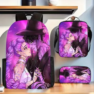 Back-To-School Season Halloween Christmas 3pcs I Love Kpop Themed Large Capacity Travel Bag with Laptop Compartment, Unisex School Backpack Including Pencil Case And Lunch Box, Hand Washable - Everyday Commuter Bag for Both Men And Women