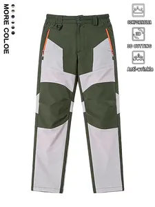 2026 New Arrival Men Outdoor Multi Geometric Panel Color Block Quick Dry Hiking Pants Stretch Water Resistant Reinforced Knee Orange Zip Side Pocket D-ring Hook Half Elastic Waist Straight Leg Trekking Trousers Camping Cycling Daily Outerwear 5 Color Opti