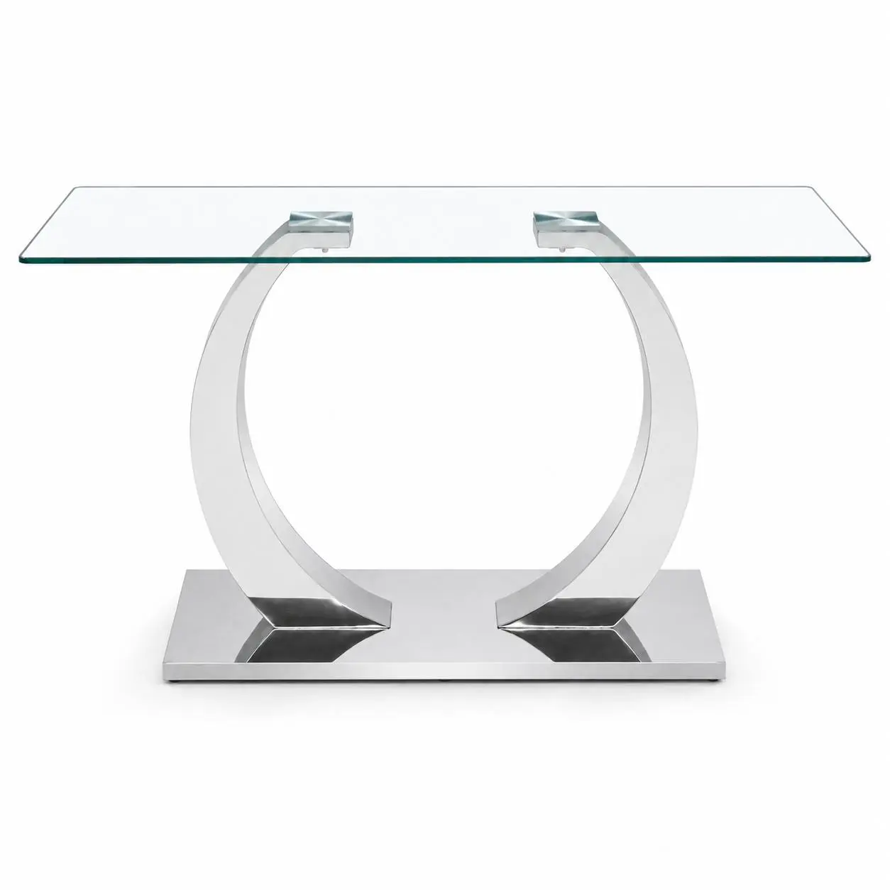 63 x 35.4 Inch Transparent Tempered Glass Dining Table with Silver Stainless Steel Legs, Rectangular Modern Table for Dining Room, Living Room, or Office