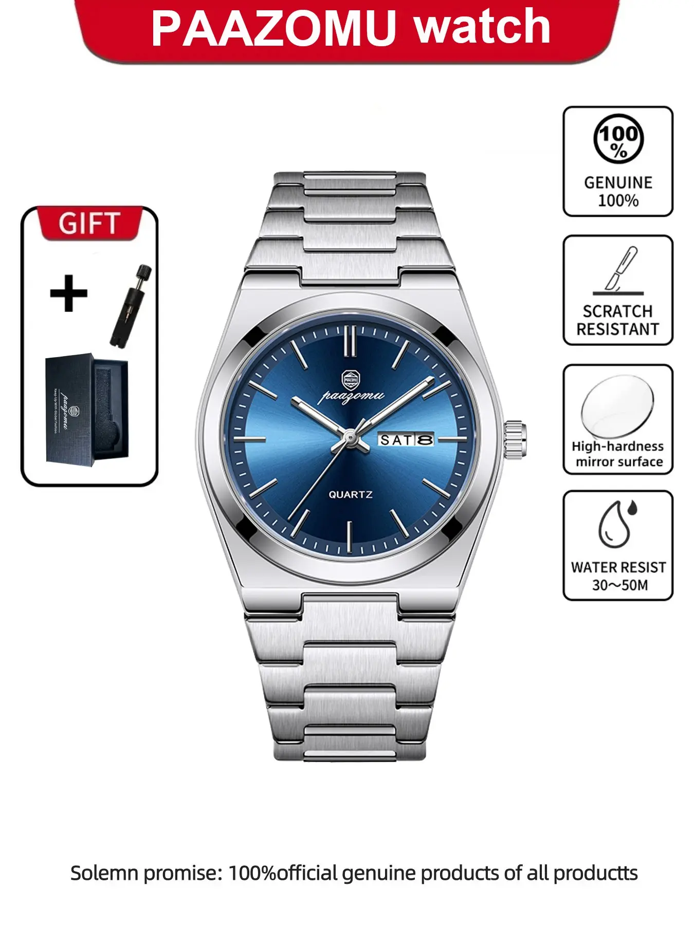 Paazomu Ultra Thin Quartz Watch, Analog Watches, Men Women Minimalist Style, Waterproof Luminous Wristwatch, Comfortable Strap, Daily Office Gift