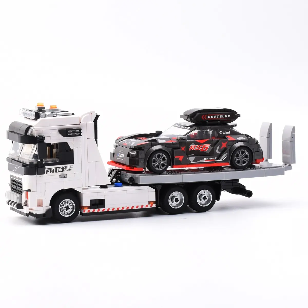 Car Trailer Series Building Blocks, Travel Trailer Flatbed Truck Model, City Sports Car Assembly Set, Collectible Toy, Gift, Desk Decor
