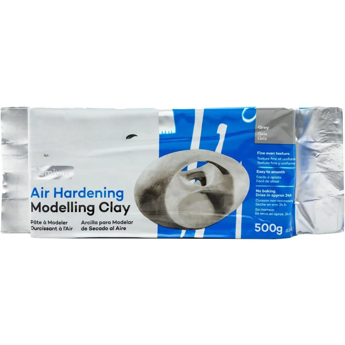 Grey Air Hardening Modeling Clay, 500g (1.1lb). Dries in Approximately 24 Hours. Suitable for Sculptors and Modelers of  Skill Levels.