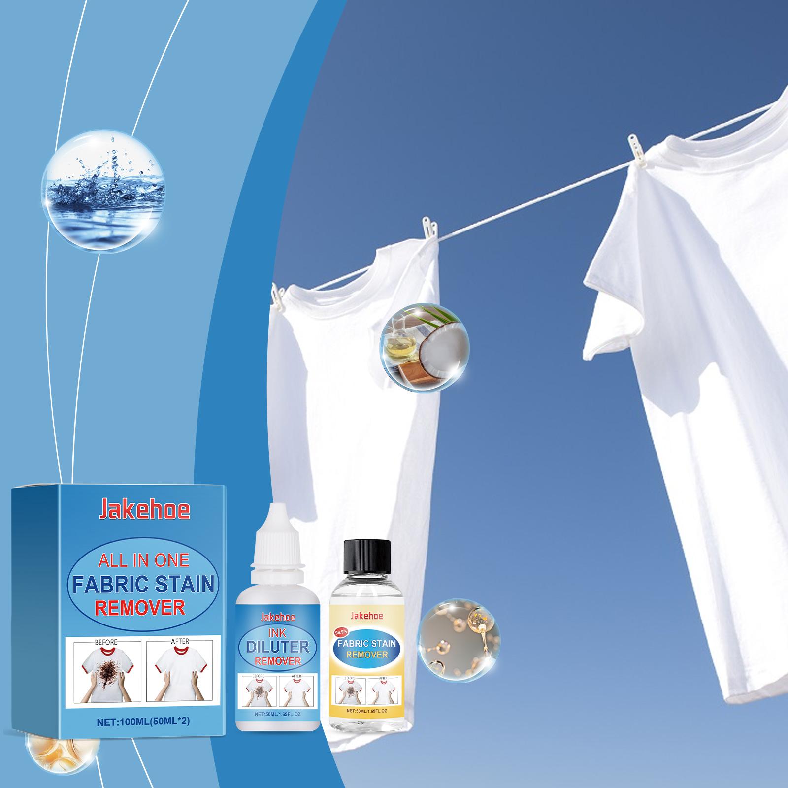 Jakehoe All-In-One Fabric Stain Remover Protects Clothes, Cleans Oil Stains, Gently Cleans Stains And Protects Color