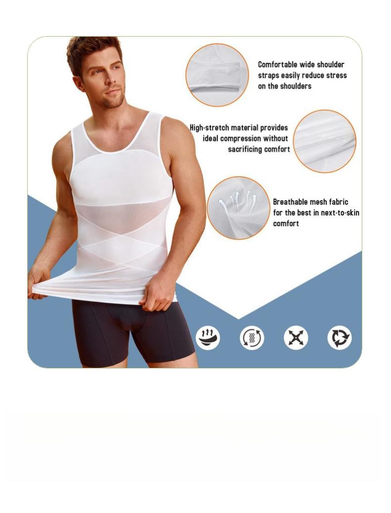 Men's Slimming Vest High-Elastic Mesh Thin Chest Shaper Tummy Control Top