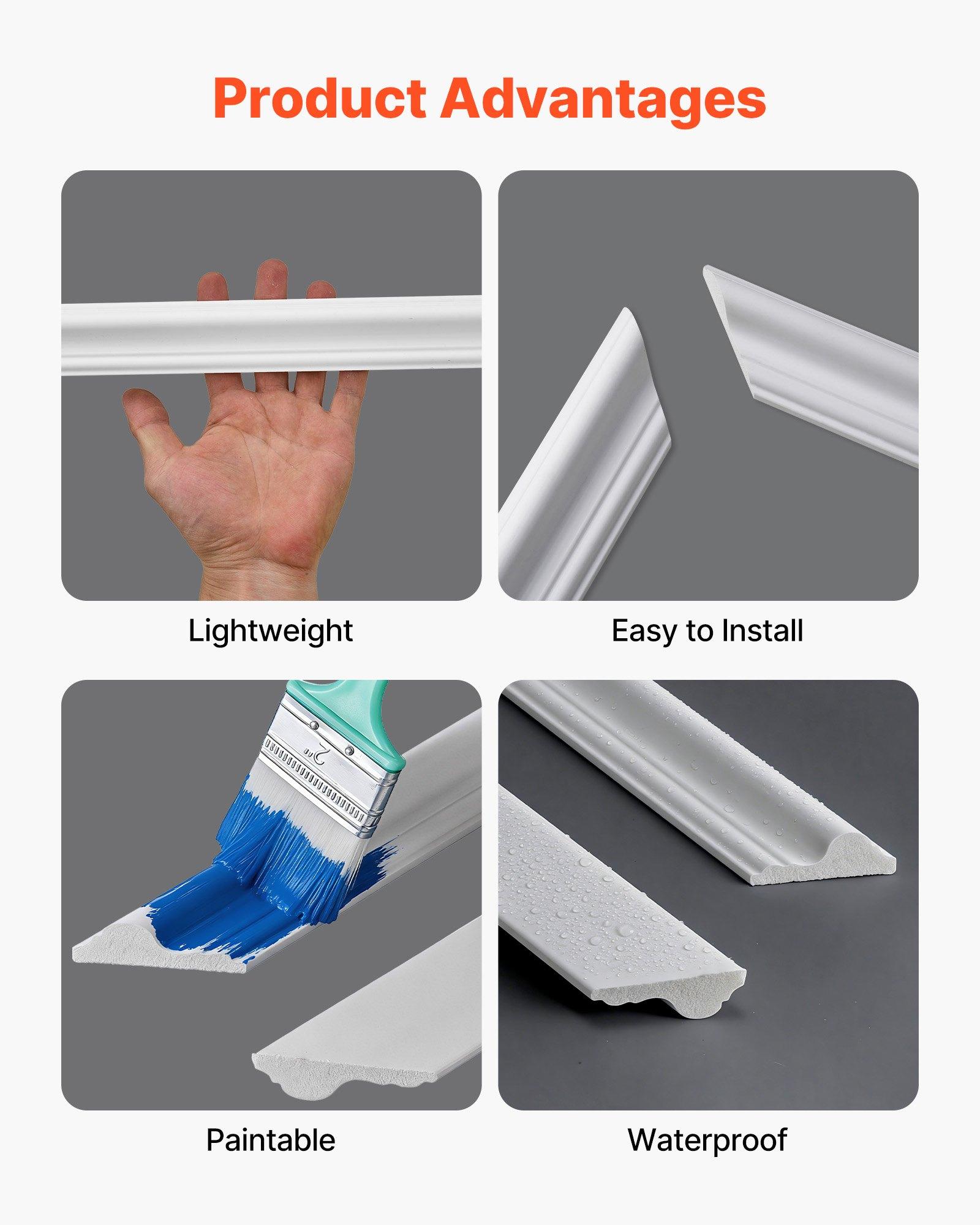 VEVOR Wall Molding 3 Pack, Wainscoting Panels Kit with Dual-Line Wide & Narrow Profile, Lightweight Paintable Polystyrene, Easy to Install Accent Wall Trim for Interior Living Room, Bedroom,White VEVOR Wall Molding 3 Pack, Wainscoting Panels Kit with Dual-Line Wide & Narrow Profile, Lightweight Paintable Polystyrene, Easy to Install Accent Wall Trim for Interior Living Room, Bedroom,White