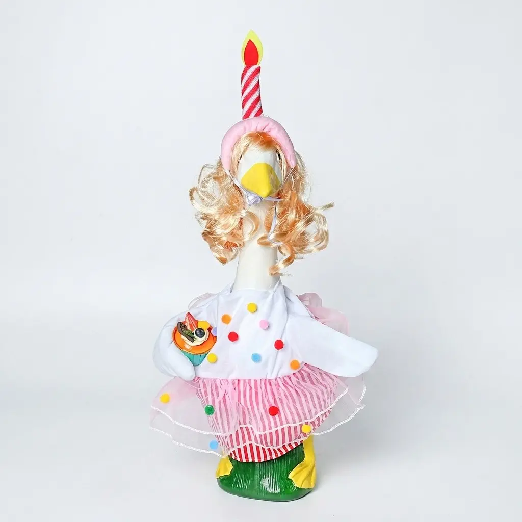 Happy birthday porch goose costume candle cake celebration outdoor courtyard lawn atmosphere decoration Birthday Candles Ornaments