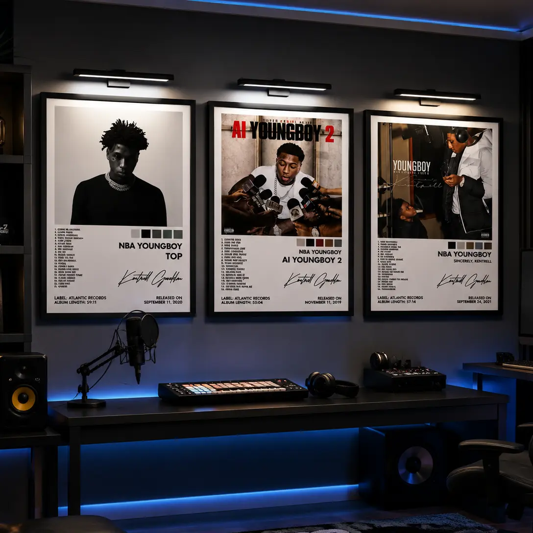 Hip Hop Music Album Canvas Poster Set, Rap Album Cover Style Wall Art Prints, Aesthetic Bedroom Dorm Studio Office Decor, Music Fan Boyfriend Gift Holiday Gift