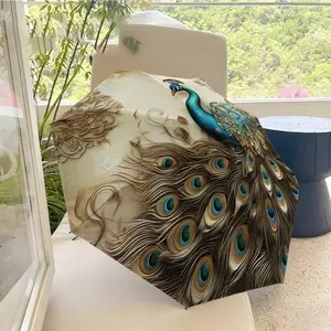 Foldable Umbrella with Peacock Design, Lightweight and Durable, Adjustable, Large Size, Perfect for Travel and Outdoor Activities, Folding Umbrella