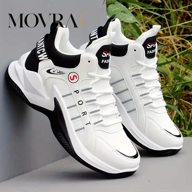 MOVRA1 Men's Colour Block Basketball Casual Trainers - Non-Lace-Up, Mixed Fabrics, Outdoor Wear, Soft EVA Sole Comfy Sneakers for Outdoor Activities, Round Toe