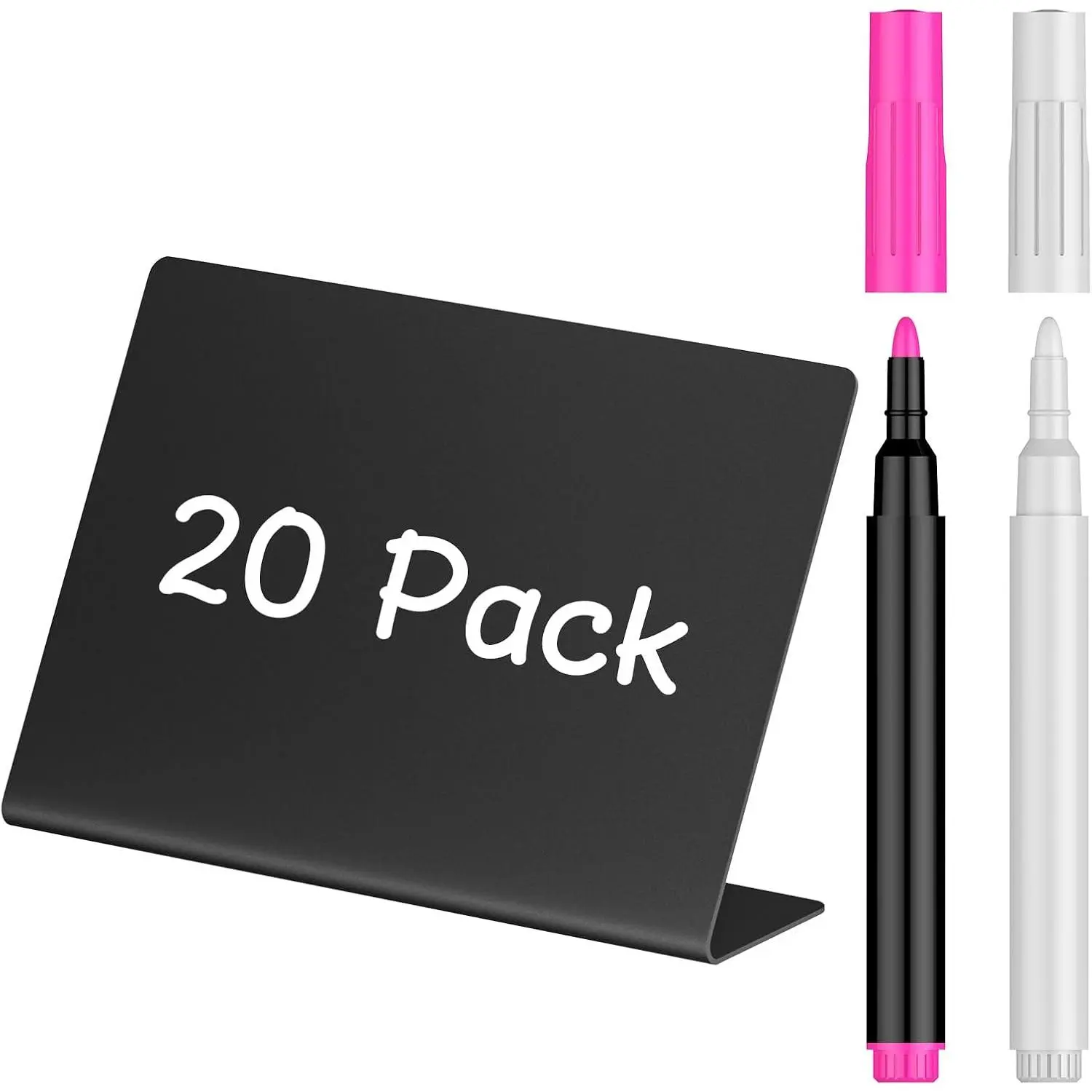 20 Pack Mini Chalkboard Signs for , Small Chalkboard Signs with Chalk Markers,  Matte PVC  Signs  Labels for Party Buffet Wedding, Blackboard Place Cards Table Signs