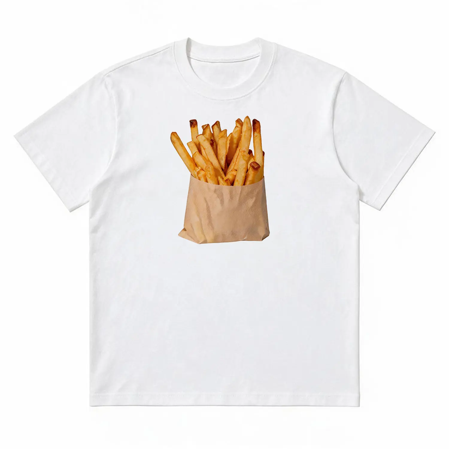 Unisex Vintage Graphic T-Shirt |   Trendy Streetwear Tee with Realistic French Fries Print |   Soft Cotton Casual Short Sleeve Top |   Men's Summer Graphic Shirt