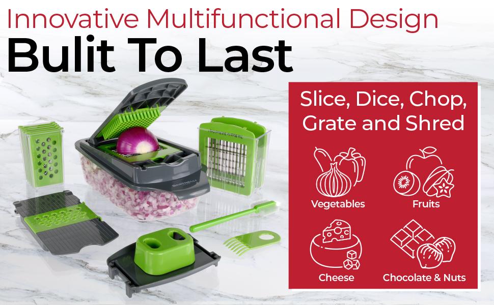 15Pc Multifunctional Kitchen Gadgets Set, Veggie & Cheese Grater, Cutter with Large Container, Easy to Clean with Bonus Brush Utensils Multicolor Vegetable Cutting Slicer Vegetable Slicer Dicer